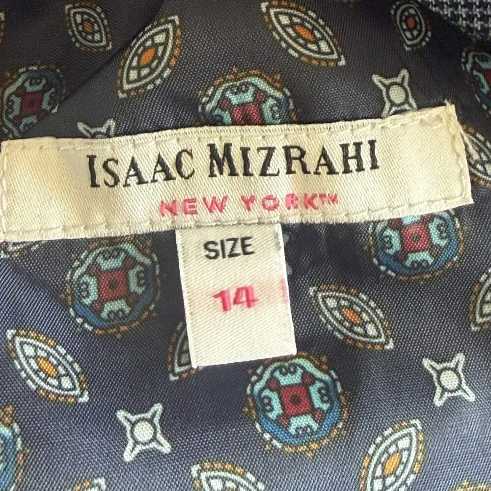 Isaac Mizrahi Boys 14 Blue Textured Suit Jacket 2 Button Blazer Pocket Square